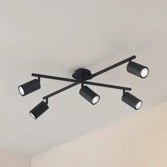 Plafoniera Lindby Joffrey, 78 cm, nero, a 5 luci, GU10 Prezzo Di Fabbrica