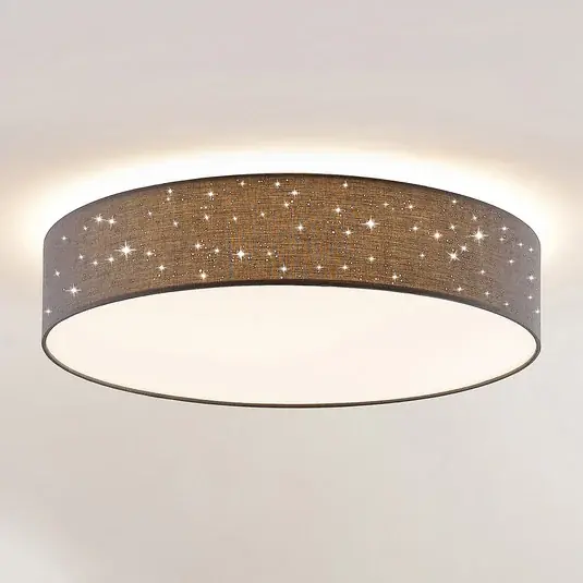 Lindby plafoniera LED Ellamina, Ø 60 cm, antracite, tessuto Novità