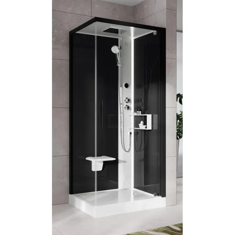 Shower cabin 80 x 80 right version with hydromassage plus opening 1 swing door Novellini Glax 2 G+F G22GF80DT1L-1UH Novità