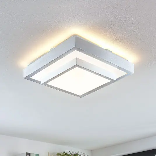 Plafoniera LED Lindby Mirco, 32 cm, angolare, alluminio Sconto