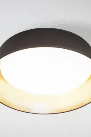 Plafoniera LED Ponts rotonda con tessuto nero-oro Soddisfatti O Rimborsati