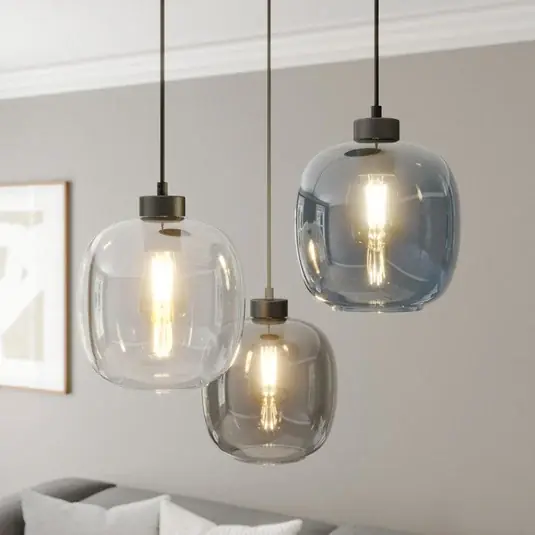 A Buon Prezzo Lampada a sospensione Elio, vetro, blu/chiaro/grigio, Ø 52 cm, a 3 luci