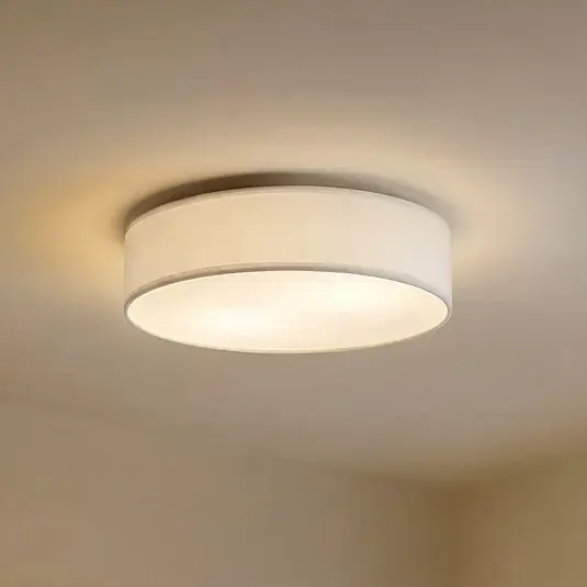 Prezzo Di Fabbrica Lindby plafoniera Sebatin, Ø 50 cm, bianco, tessuto, E27