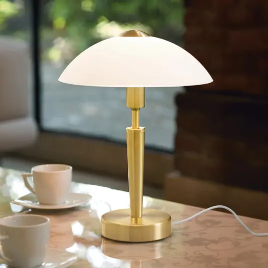 Ultima Occasione Lampada da tavolo SOLO 1, color ottone, altezza 35 cm Metallo/vetro dimmerabile