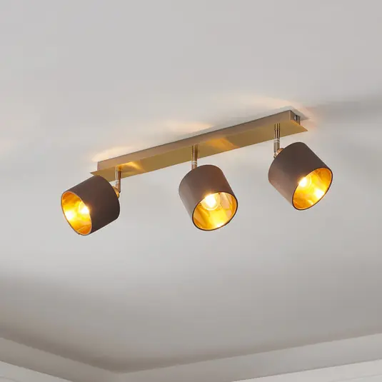 Pagamento Sicuro Plafoniera Valbiano cappuccino/oro 3 luci