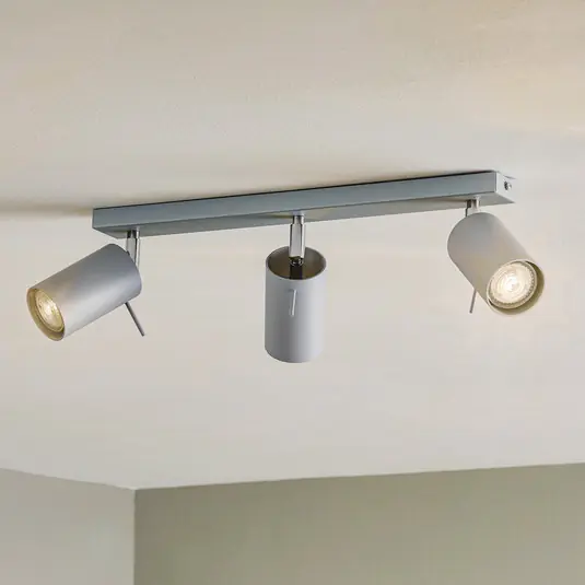 Faretto da soffitto Round, grigio, 3 luci lineari Esclusivo