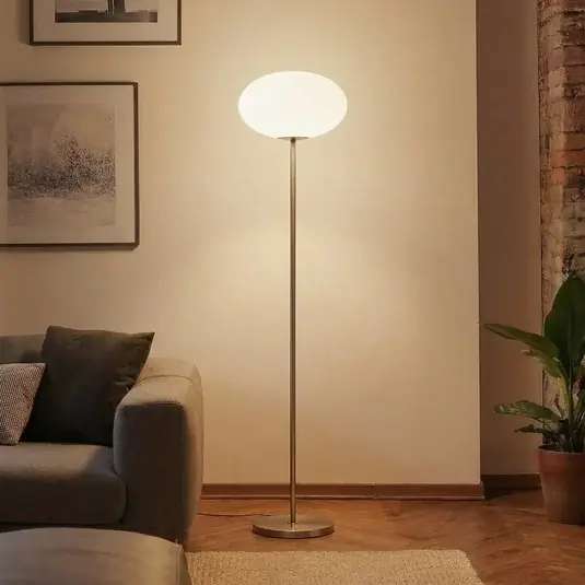 Lampada da terra Lindby Sonika, 175 cm, color nichel, vetro, E27 Vendita Finale