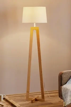 Affare Lampada da terra Sacha LS legno/tessuto, bianca