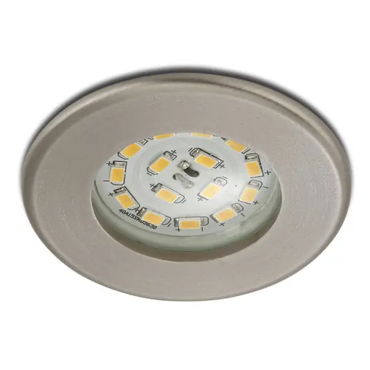 Efficiente downlight LED Nikas IP44 nichel Esclusivo