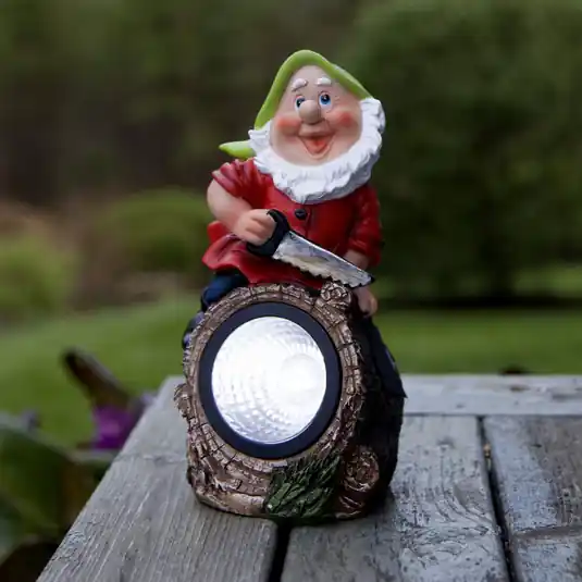 Lampada LED solare Gnomy colorata/rossa in plastica 21 cm boscaiolo Compra Oggi Stesso