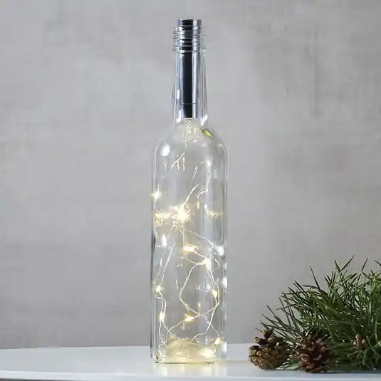 Offerta Catena luminosa bottiglia Dew Drops 75cm, argento