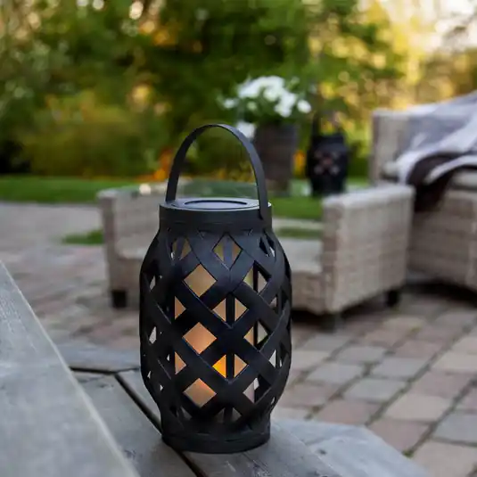 Novità Lanterna LED Flame Lantern, nera, altezza 23 cm