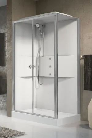 Asymmetric multifunction shower cabin with 1 sliding door Novellini Media 2.0 2P ME22P120T1F-1AB Non Perdere