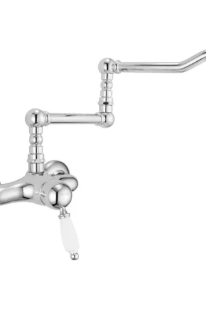 Wall-mounted kitchen sink mixer with jointed spout Porta & Bini New Old 50452CR Affare