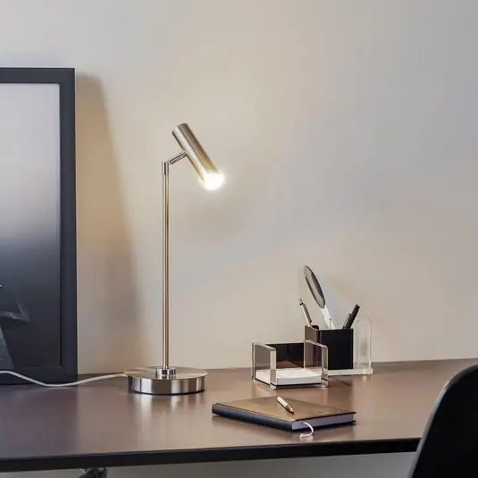 Lampada LED da tavolo Tom, nichel satinato Saldi