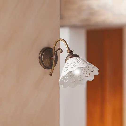 Pagamento Sicuro Applique Semino con paralume di ceramica