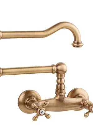 Miglior Prezzo Wall-mounted kitchen sink mixer with jointed spout Porta & Bini Old Fashion 62552BR