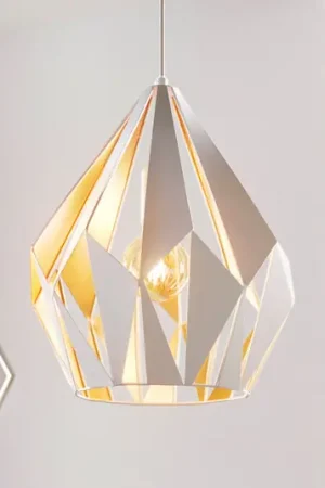 Ultimissimo Modello Lampada a sospensione Carlton, bianco-oro, Ø 31cm