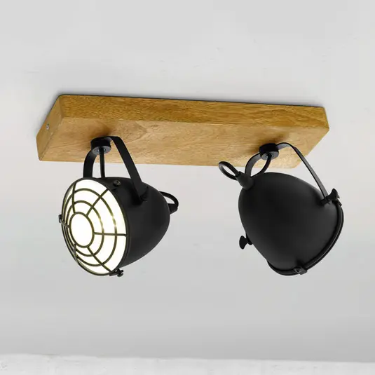 Faretto Gatebeck, legno e metallo, 2 luci Promozione
