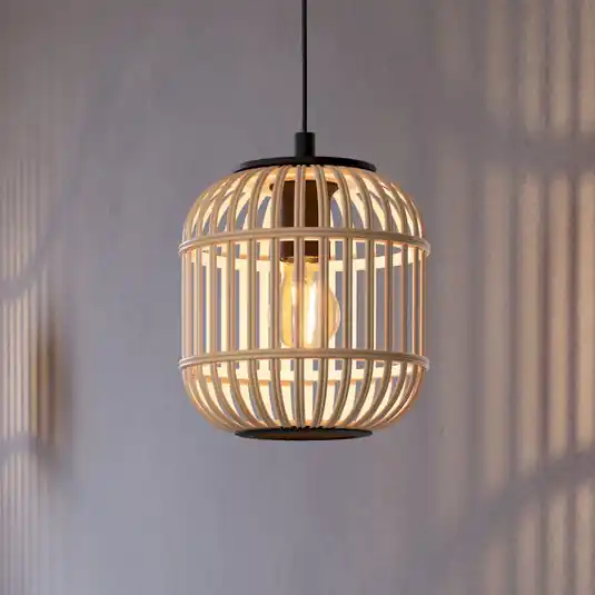 Lampada sospensione Bordesley paralume legno 21 cm Compra Adesso