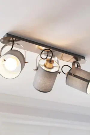 Affare Faretto da soffitto Villabate 3 paralumi di stoffa
