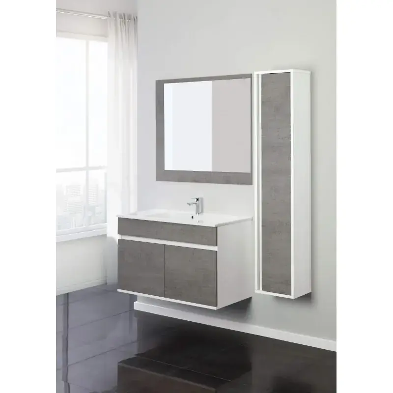 Spedito Oggi Suspended bathroom cabinet 90 cm in concrete color Feridras fabula 801011