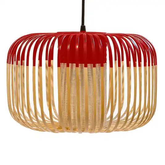 Lampada a sospensione Forestier Bamboo S, Ø 35 cm, rosso Saldi