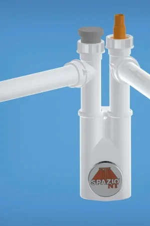 Space-saving siphon for double-bowl sinks, Ø40 mm outlet, white colour LIRA 9.1285.01 Compra Adesso