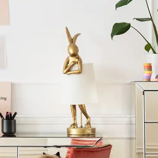 Lampada da tavolo KARE Animal Rabbit, oro/bianco, 68 cm, E14 Prezzo Basso