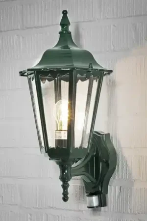 Applique da esterno Firenze con sensore, verticale, verde Promo Stagionale