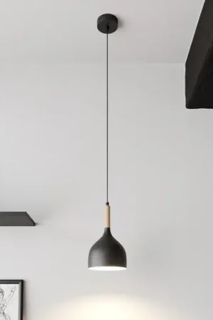 Lampada a sospensione Noak, nero/legno naturale, Ø 17 cm Promozione Esclusiva