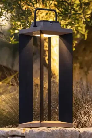 Lanterna solare Teckalu, alluminio nero, 65,5 cm Economico