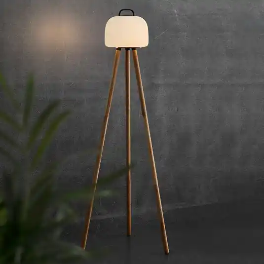 Piantana LED Kettle Treppiede in legno, paralume 22cm Ultimissimo Modello