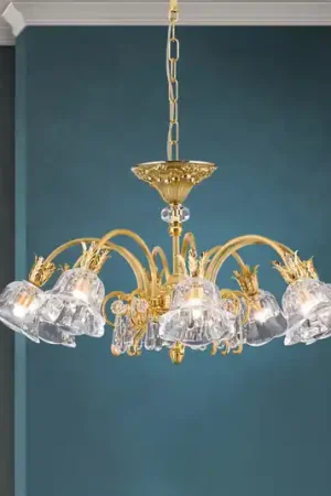 Spedito Oggi Lampada a sospensione La Boheme, oro, a 8 luci, cristallo