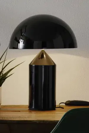 Lampada da tavolo Oluce Atollo, dimmerabile, Ø38cm, nero Must-Have