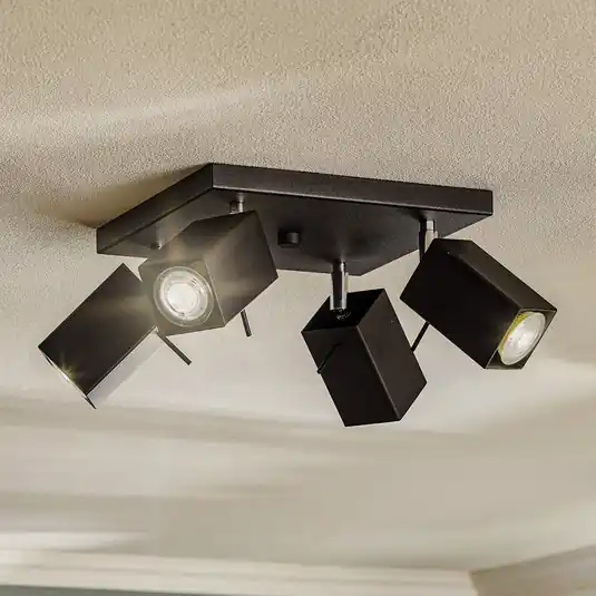 Faretto da soffitto Square, nero 4 luci quadrato Offerta Lampo