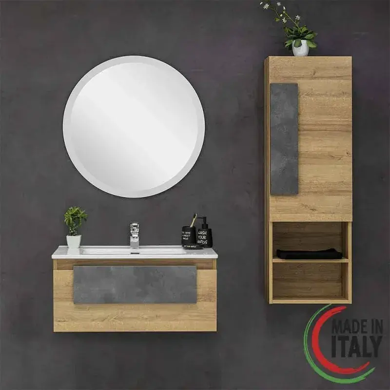 Saldi Bathroom composition 80 cm with single drawer and wall unit Feridras Urban 804003