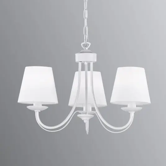 Cortez - lampadario con paralumi tessili bianchi Quantità Limitata