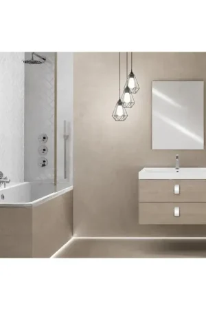 75 x 51 x 47 cm light oak wall-hung bathroom cabinet with ceramic sink and rectangular mirror Feridras Bravo 75 606059 Compra Adesso