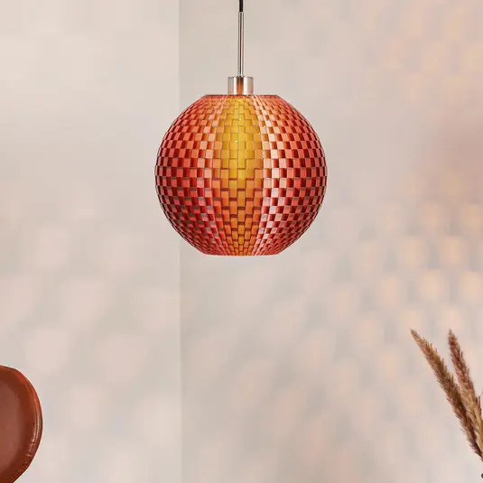 Popolare Lampada a sospensione Flechtwerk, sfera, rame