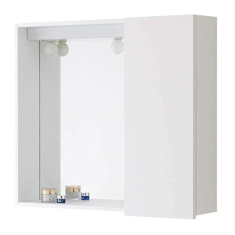 White mirror with container and lighting Feridras 606102 Offerta Limitata