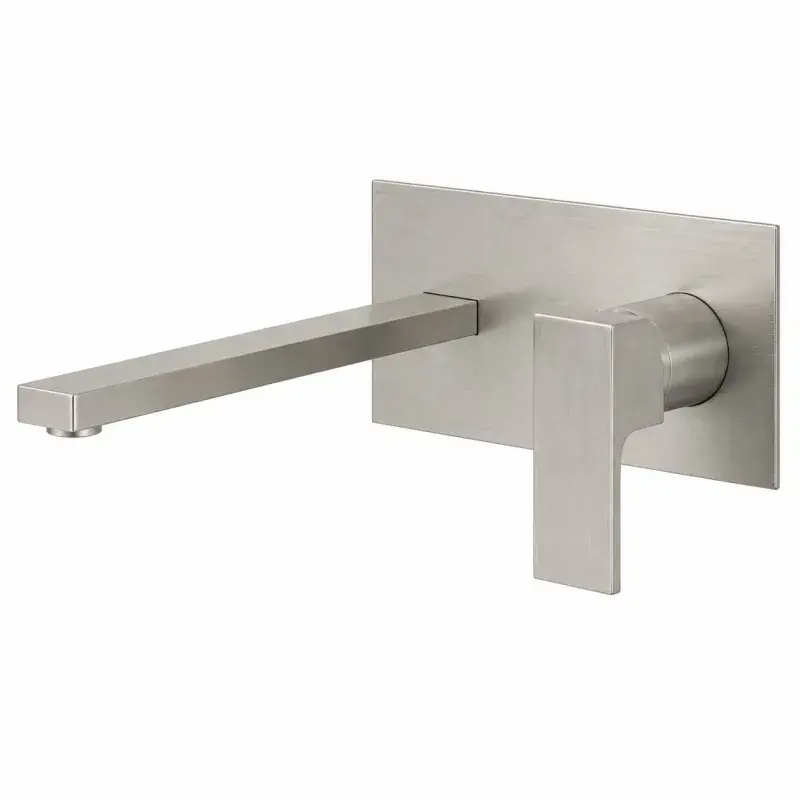 Promo Stagionale Wall-mounted brushed steel washbasin mixer with plate Gattoni SQUARE 2540/25NS