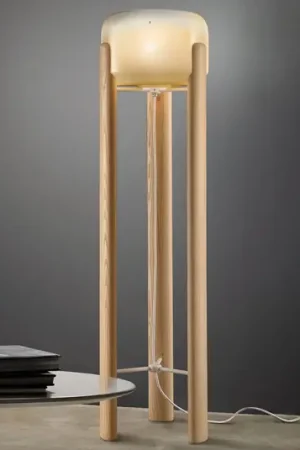 Super Prezzo Lampada da terra Sata ambra, base legno chiaro