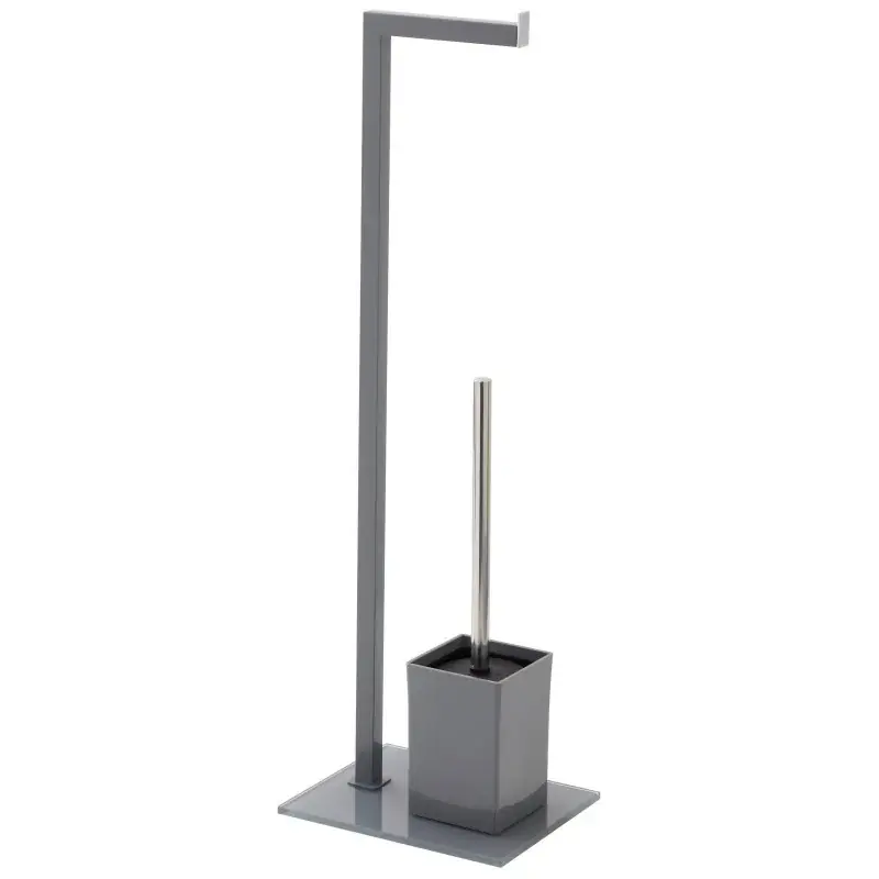 Roll holder and toilet brush holder in gray color Feridras 810008 Prezzo Basso