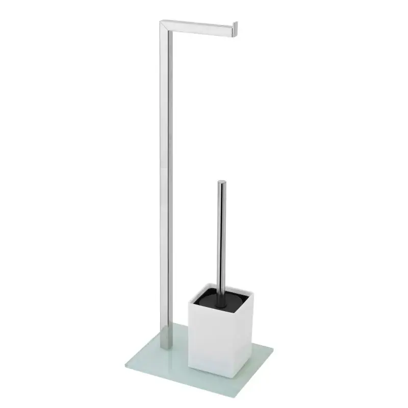Roll holder and toilet brush holder in white color Feridras 810001 Offerta Del Giorno