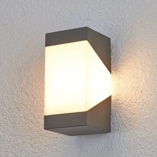 Lucande applique da esterno Kiran, grigio, metallo, IP44, E27 Offerta Del Giorno