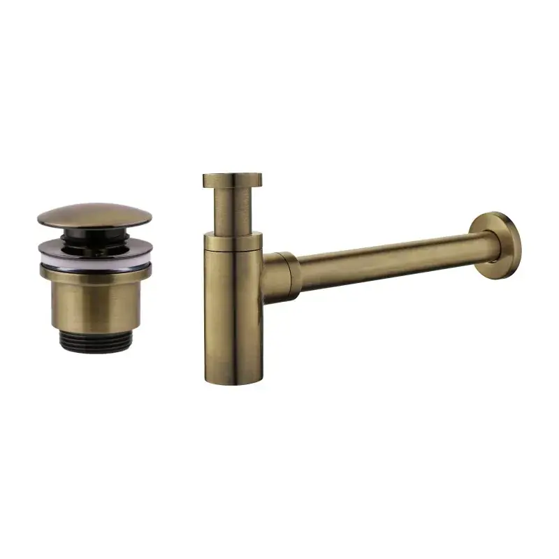 Set in antique bronze waste and siphon round model Damast KITSCA3 Offerta Del Giorno