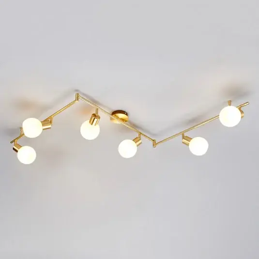 Saldi Plafoniera Lindby Elaina, 180 cm, a 6 luci, ottone, vetro, E14