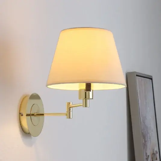 Pagamento Sicuro Applique Lindby Pola, 30 cm, ottone, orientabile, tessuto