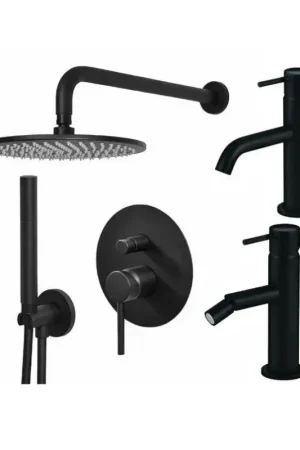 Washbasin mixer set, bidet mixer and shower kit in matt black Gattoni Easy KITEASYNO4 Ordina Subito